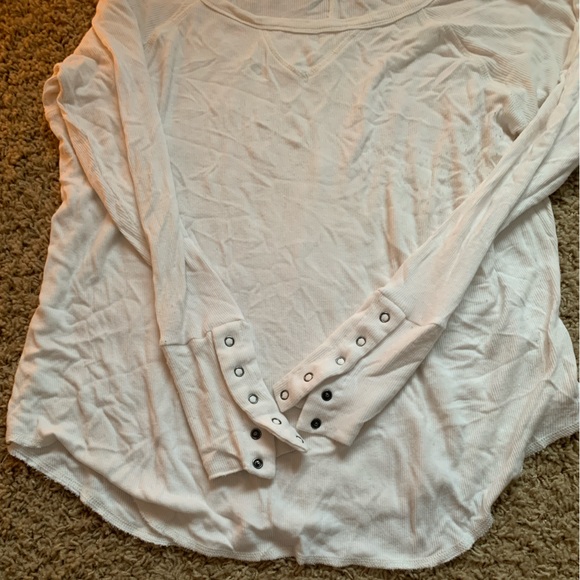 White Cowl Neck Long Sleeve Shirt, Size M - Picture 5 of 7